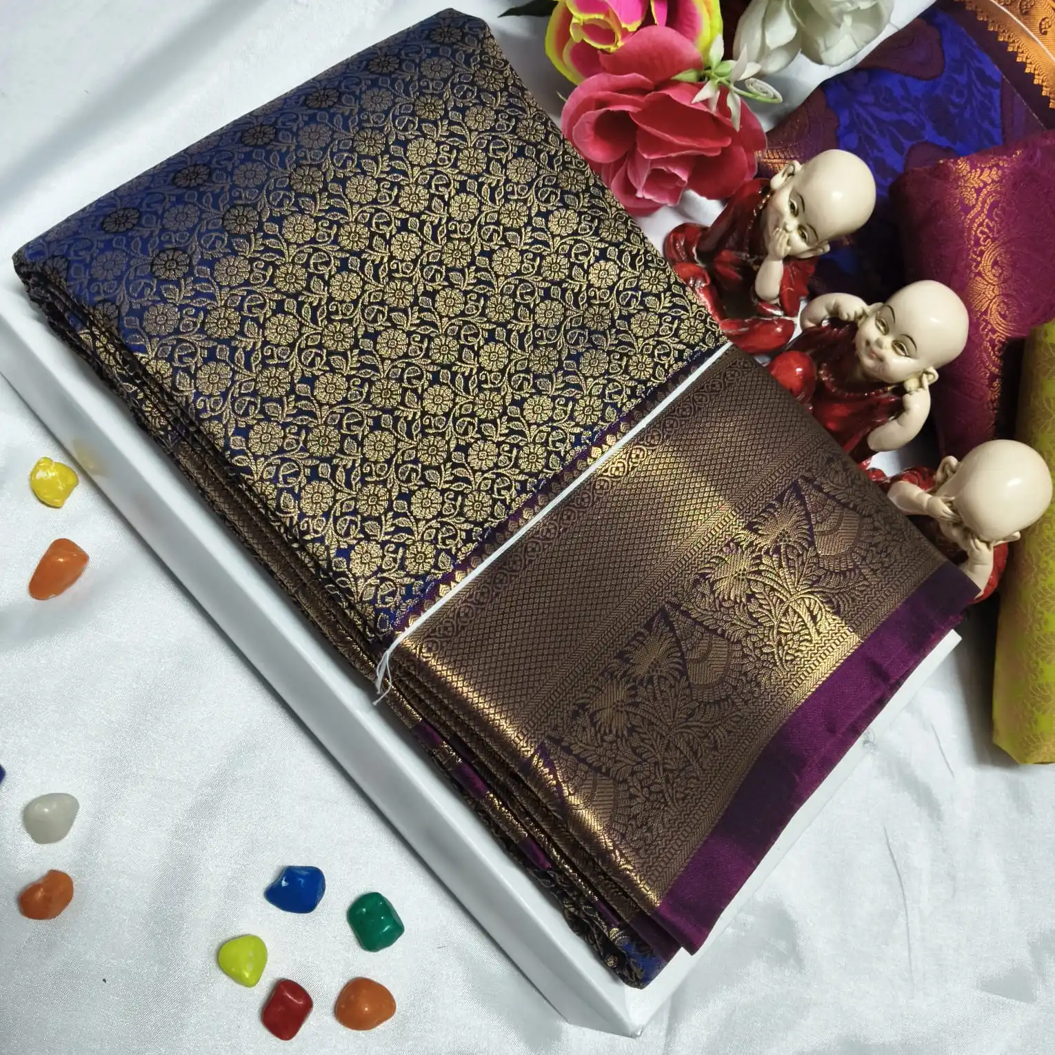 Vastharakala Allover Floral Brocade Soft Silk Saree